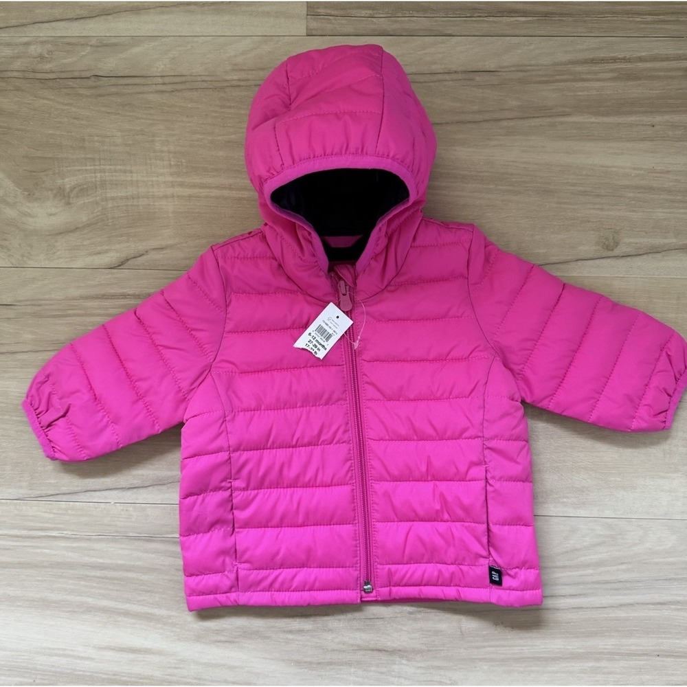 New With Tags Baby Gap 6-12Mo Primaloft Full Zip Hoodie Pink Jacket Cold Control